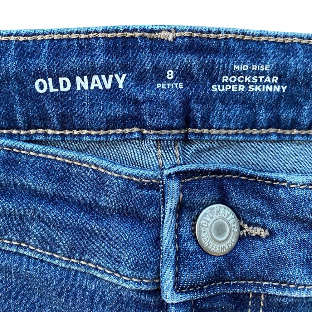 Old Navy Women’s Mid-Rise Rockstar Super Skinny Medium Wash Blue Jeans Size 8P - Picture 11 of 13